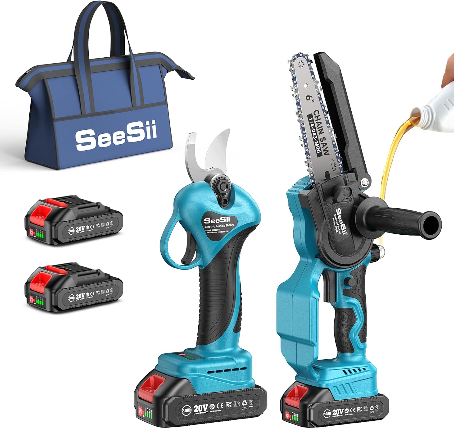 منشار كهربائي SEESII 2 في 1 بط - مراجعة Gardening Tools To Cut Branches وسعره